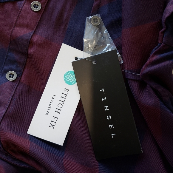 NEW- TINSEL Kalene Shirt Dress in Burgundy - Picture 6 of 6